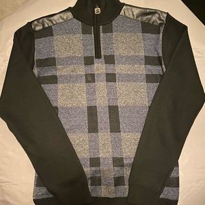 Mens RED APE Plaid Mock-neck Sweater